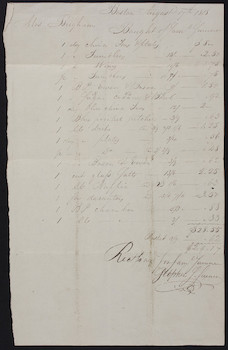 Billhead, Samuel Sumner, china, glass, Boston, Mass., dated August 17 ...