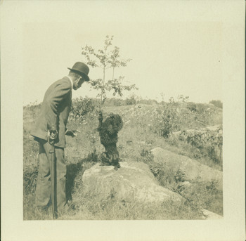 Ralph May and his dog, possibly at Rundlet-May House, Portsmouth, N.H ...