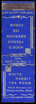 White Rabbit Tea Rooms White Rabbit Tea Room matchbook cover | Historic New England