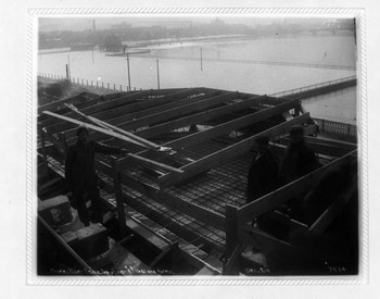 Charles River Bridge top of pier #8 rods and forms | Historic New England